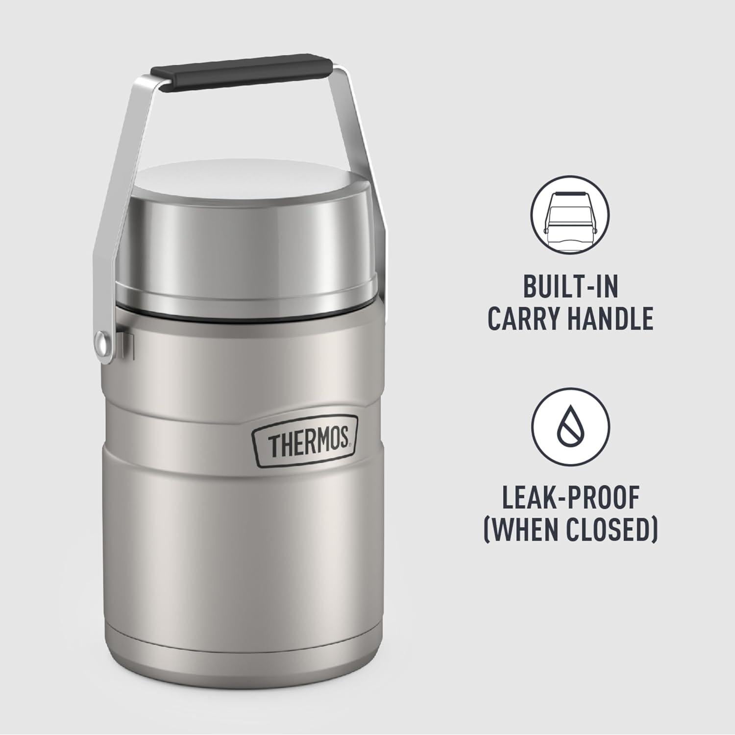 Tarro de Comida Aislado Thermos 1.4L Acero Inoxidable con 2 Contenedores