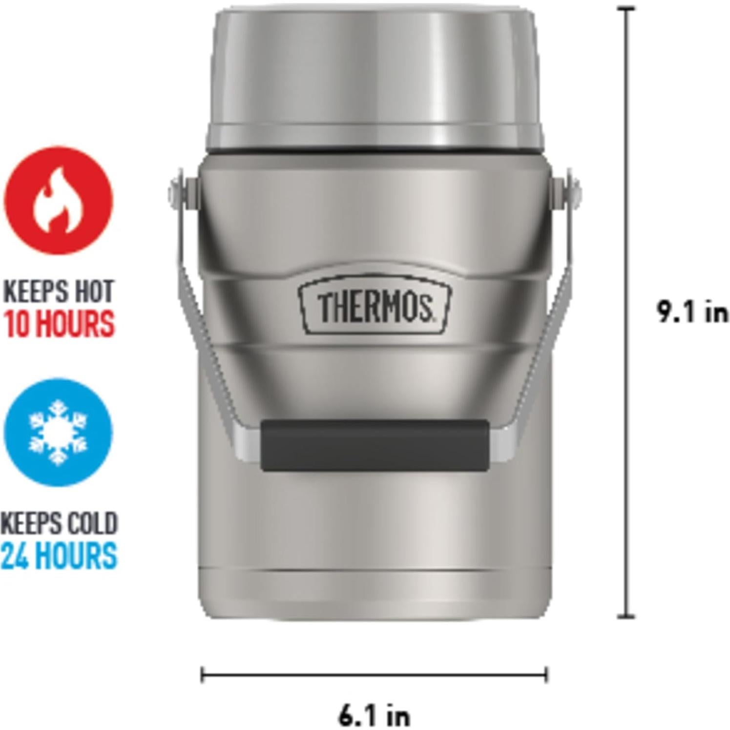 Tarro de Comida Aislado Thermos 1.4L Acero Inoxidable con 2 Contenedores