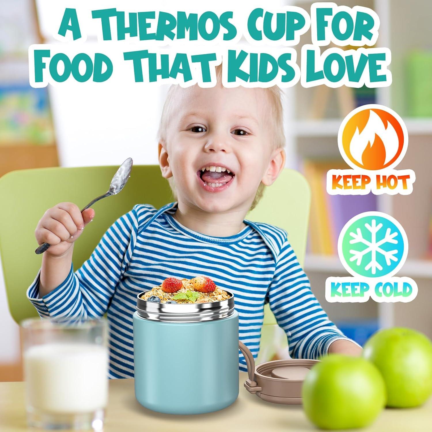 Tarro de Comida Aislado CJACJA 429.5 ml Azul con Cuchara