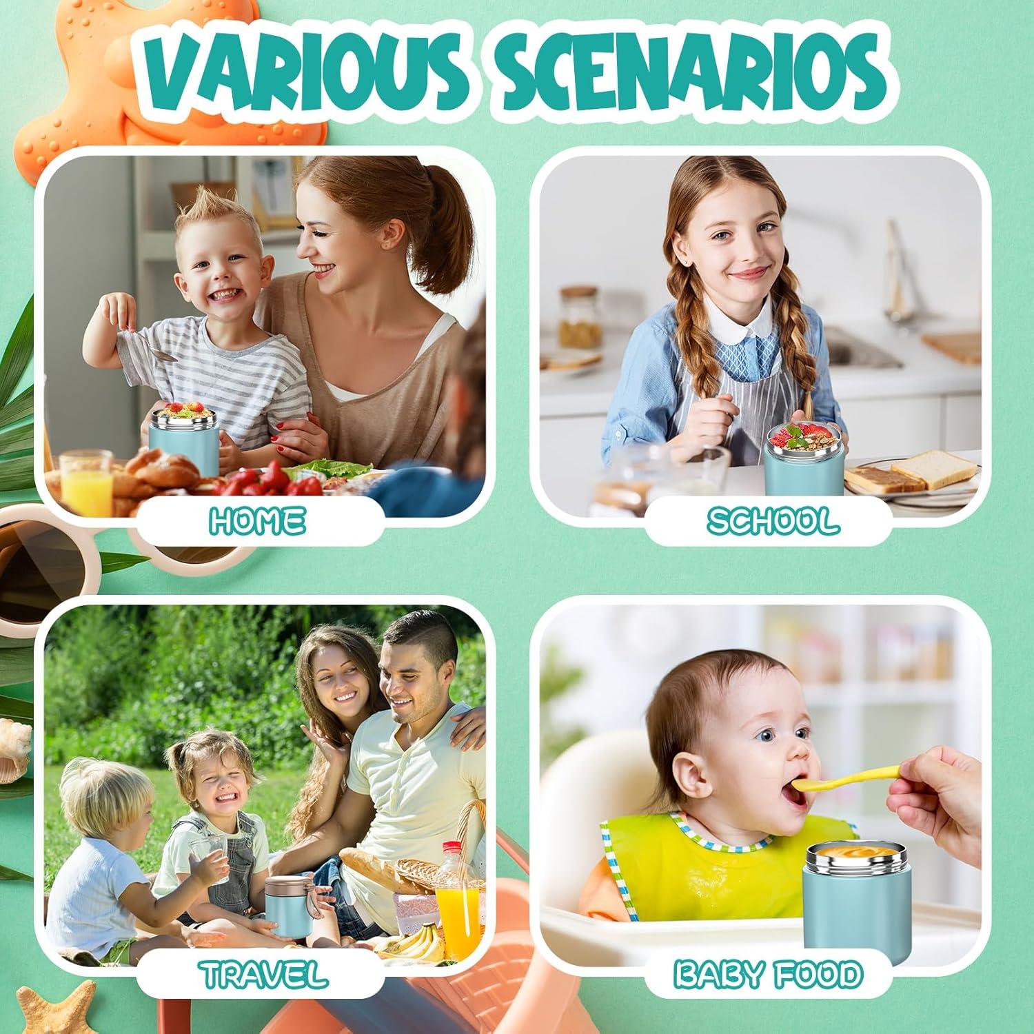 Tarro de Comida Aislado CJACJA 429.5 ml Azul con Cuchara