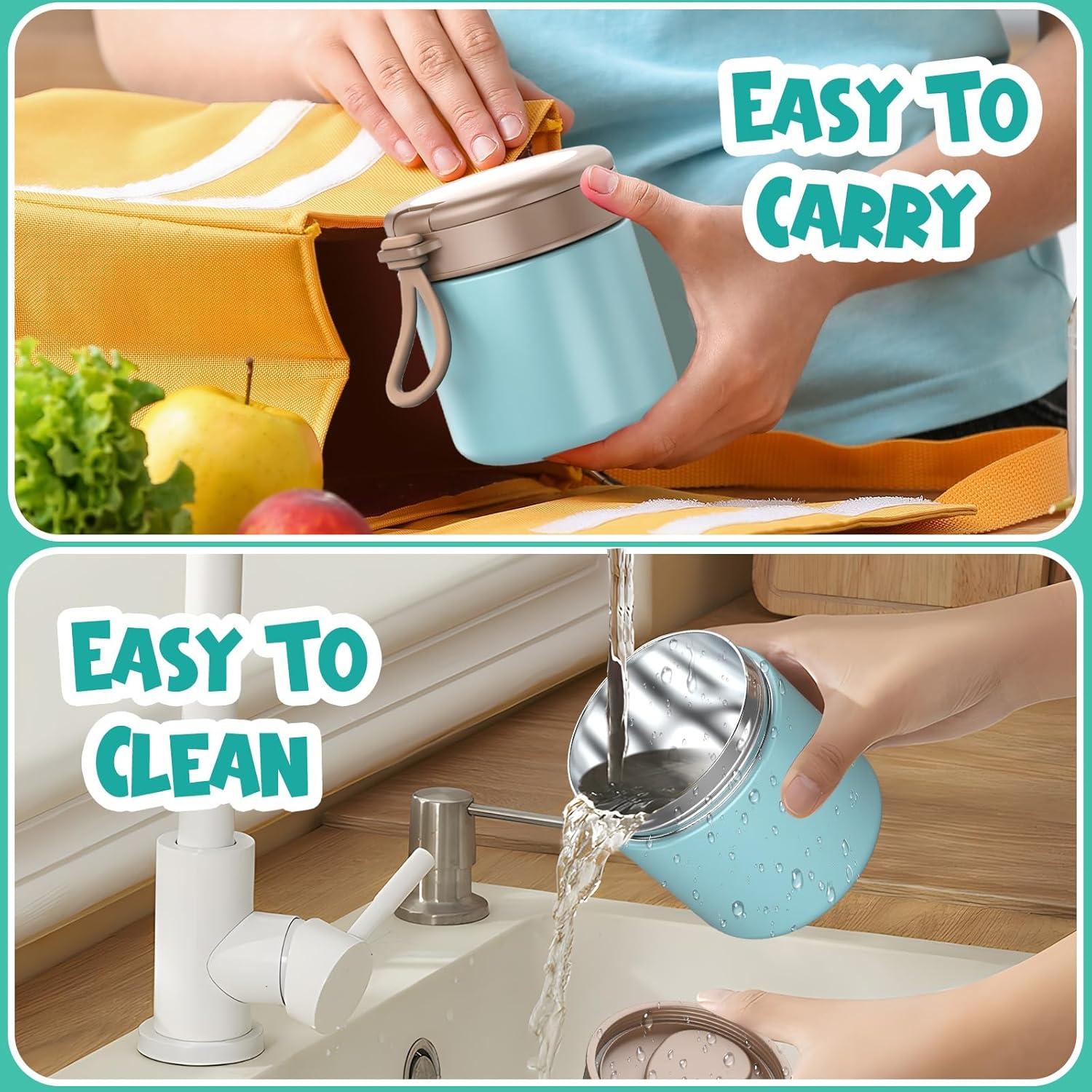 Tarro de Comida Aislado CJACJA 429.5 ml Azul con Cuchara