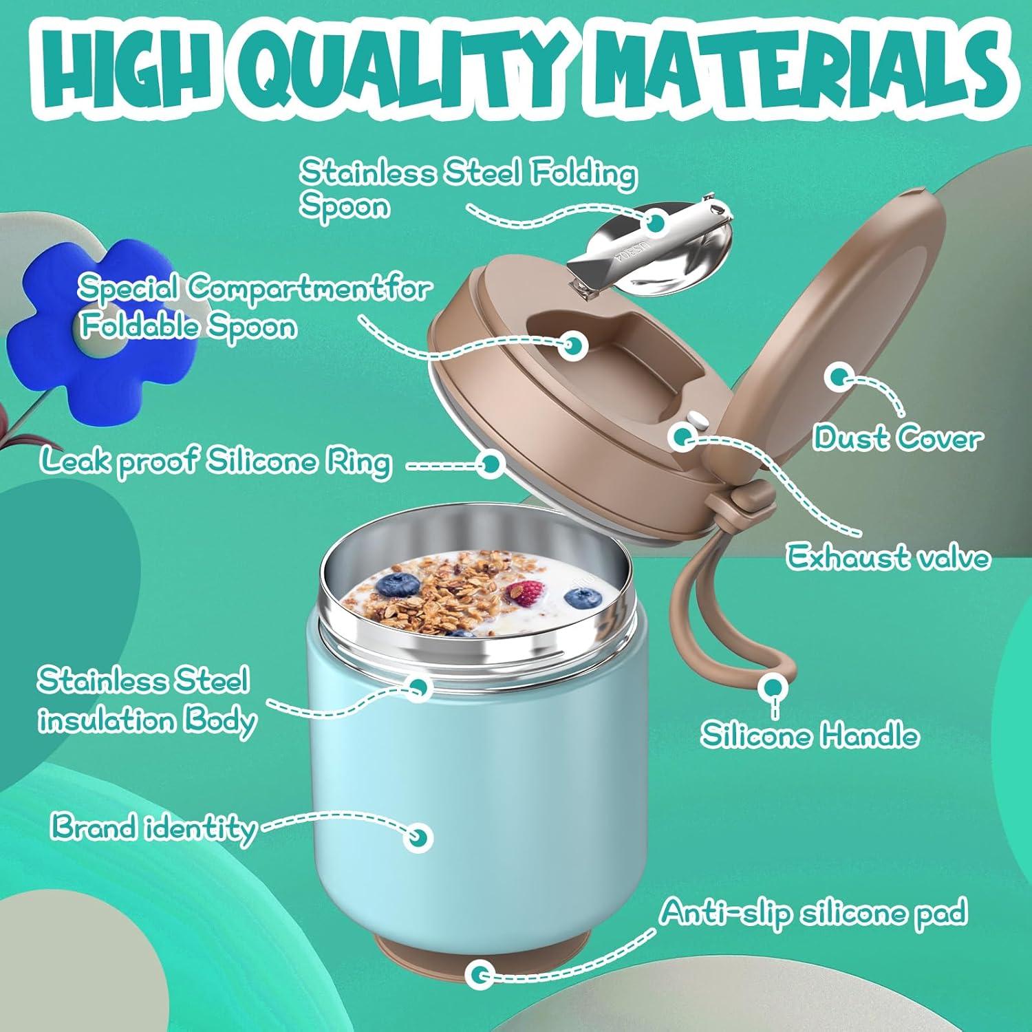 Tarro de Comida Aislado CJACJA 429.5 ml Azul con Cuchara