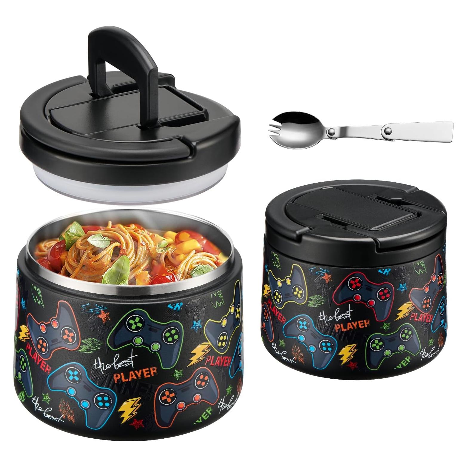 Tarro de Comida Aislado 400ml Howeemo Negro con Cuchara