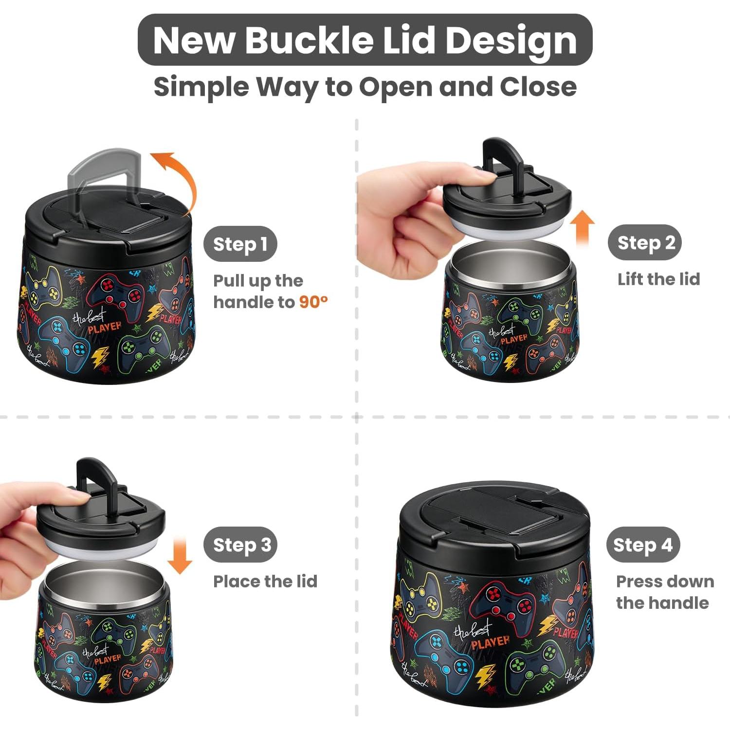 Tarro de Comida Aislado 400ml Howeemo Negro con Cuchara