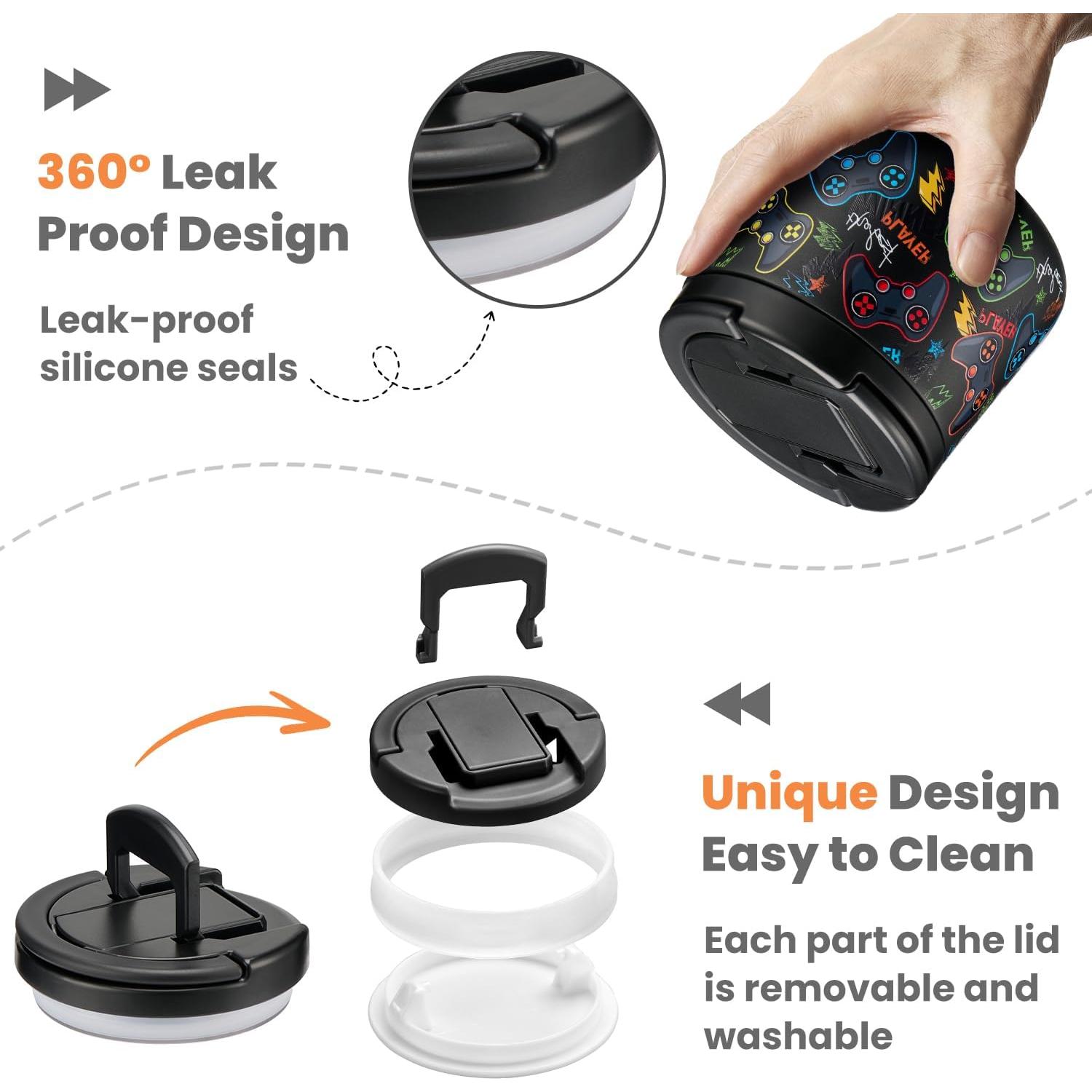 Tarro de Comida Aislado 400ml Howeemo Negro con Cuchara