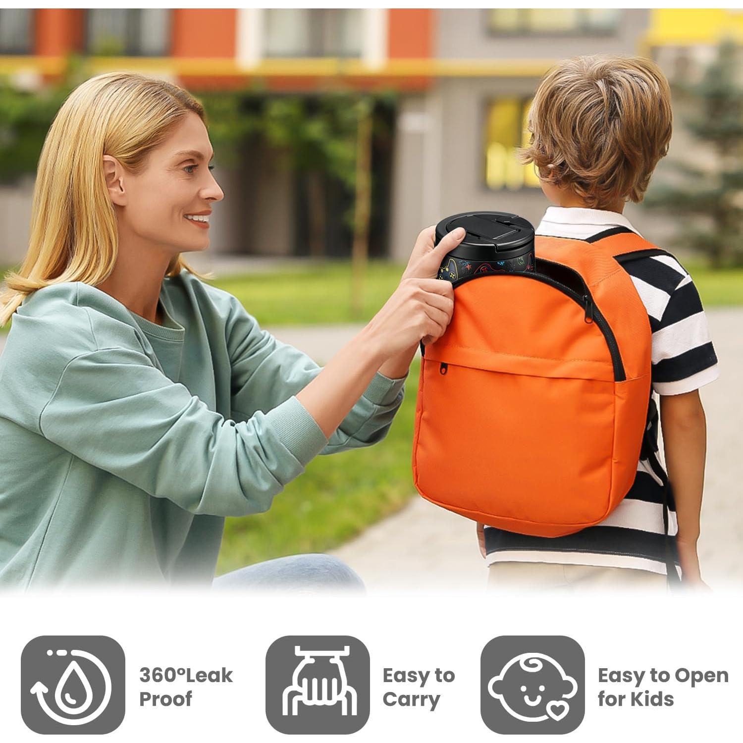 Tarro de Comida Aislado 400ml Howeemo Negro con Cuchara