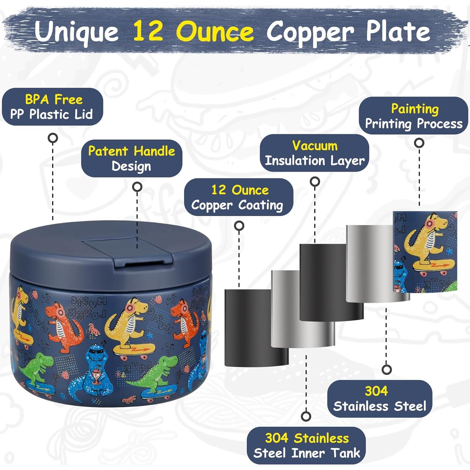 Tarro de Comida Aislado Pawtong 350ml Azul Dinosaurio