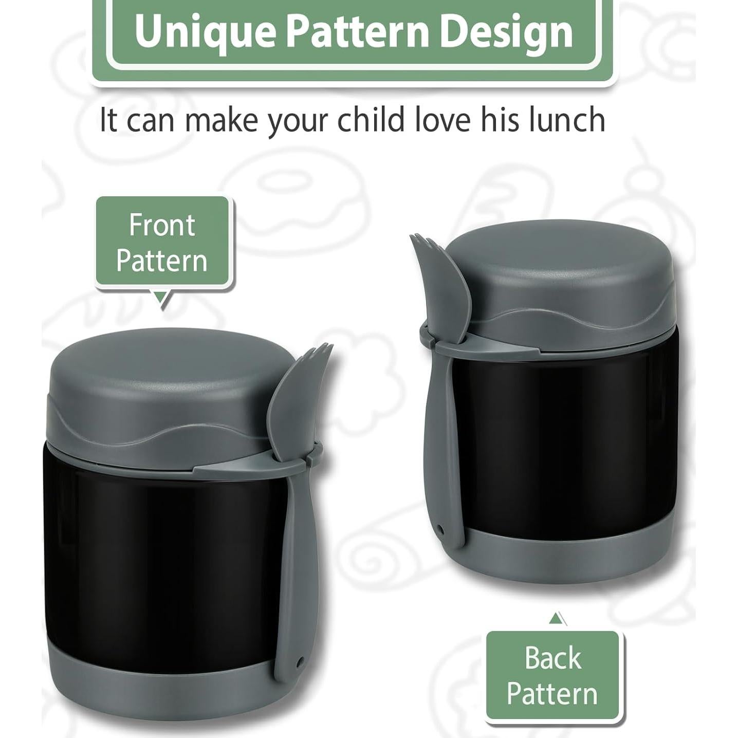 Termo de Sopa Howeemo 0.28L Acero Inoxidable Aislado Negro