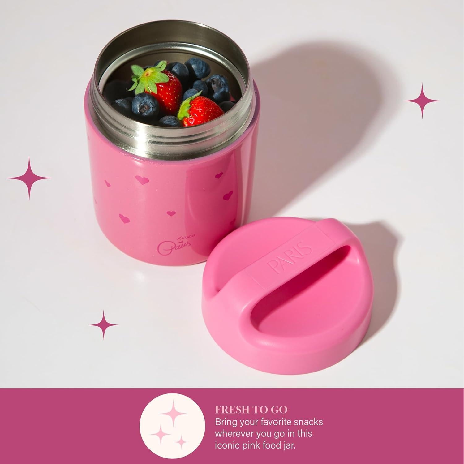 Tarro de Comida Aislado Paris Hilton 340g Doble Pared Rosa Corazones