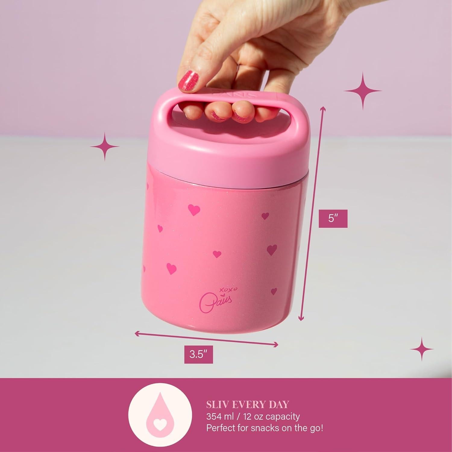 Tarro de Comida Aislado Paris Hilton 340g Doble Pared Rosa Corazones