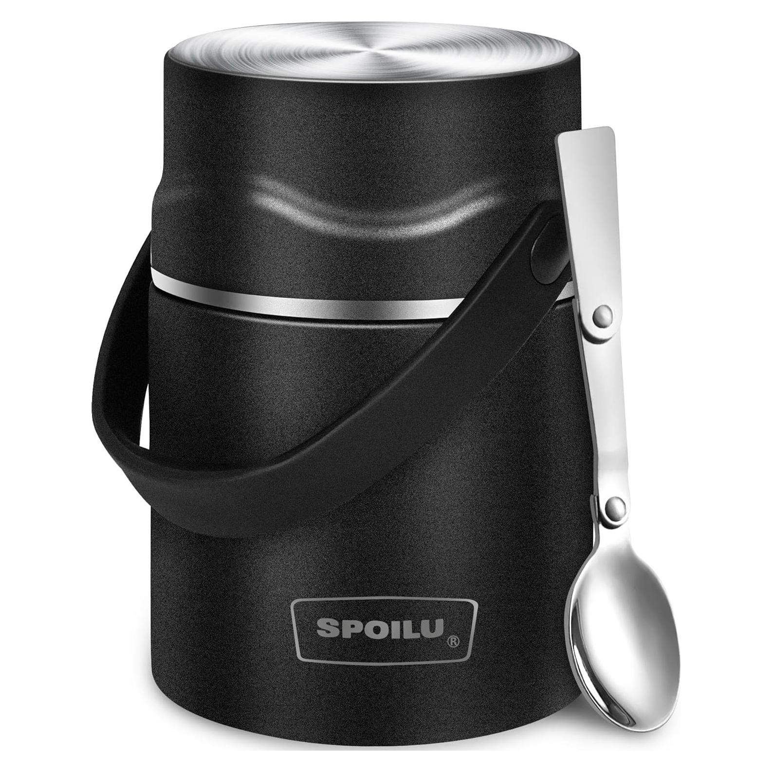 Tarro de Comida Térmico Spoilu 600 ml Acero Inoxidable Negro