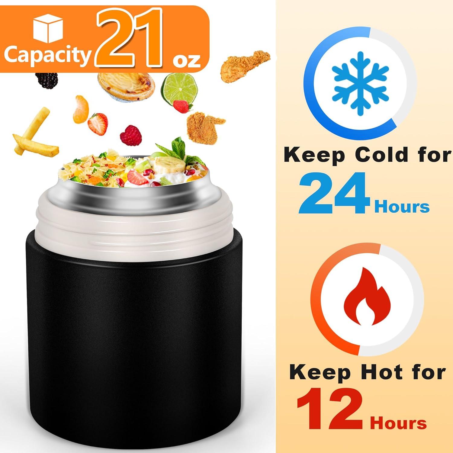 Tarro de Comida Térmico Spoilu 600 ml Acero Inoxidable Negro