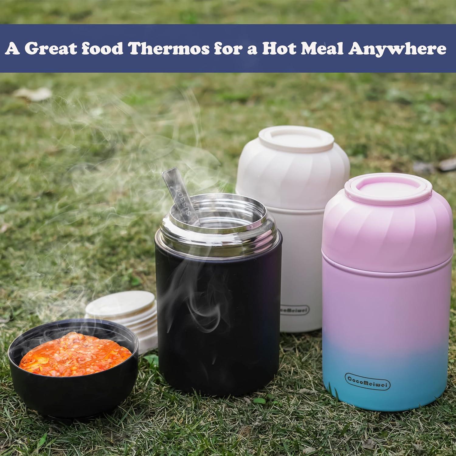 Termo Aislado para Comida CocoMeiwei 0.5L Negro con Cuchara