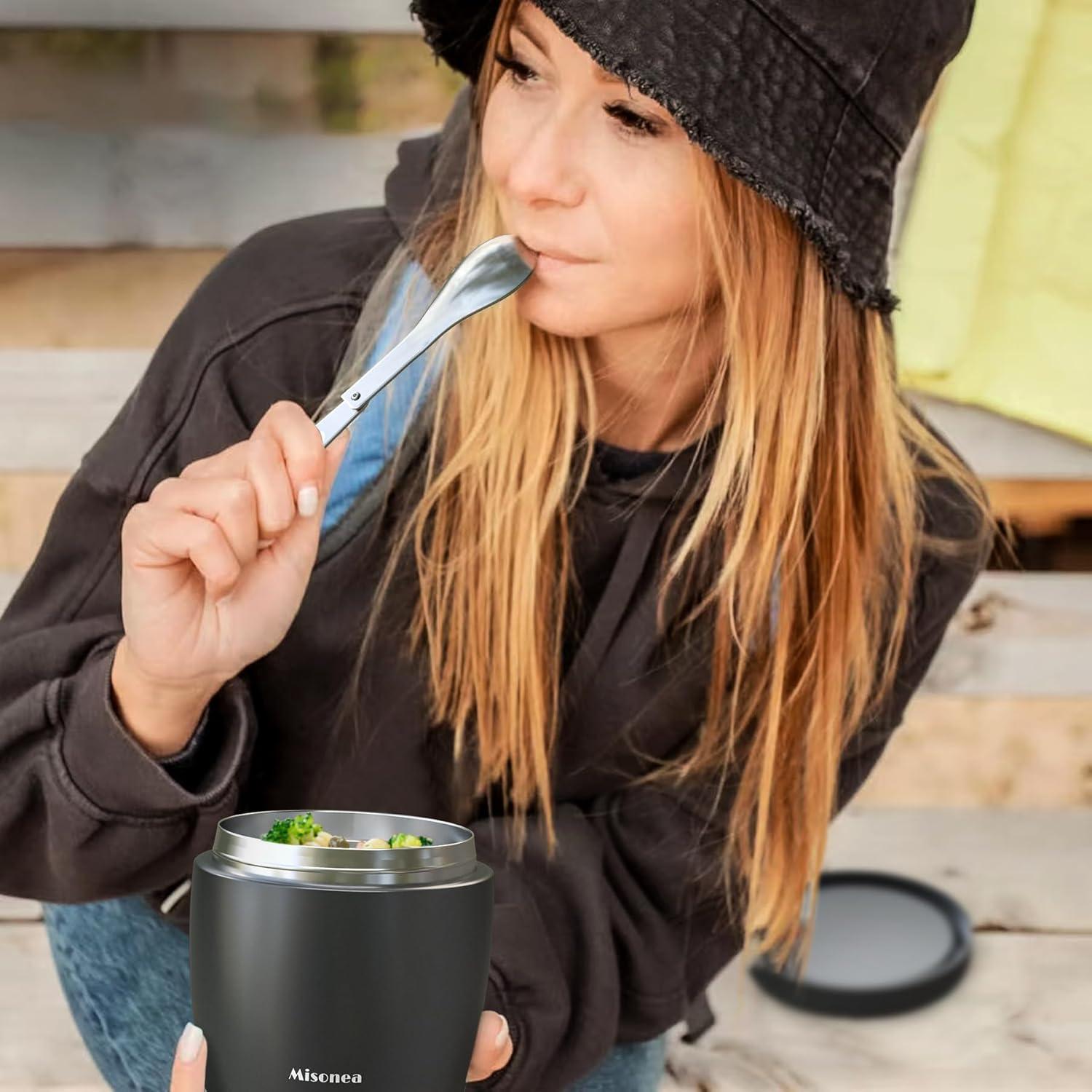 Termo de Comida Aislado Misonea 0.91L Negro con Cuchara