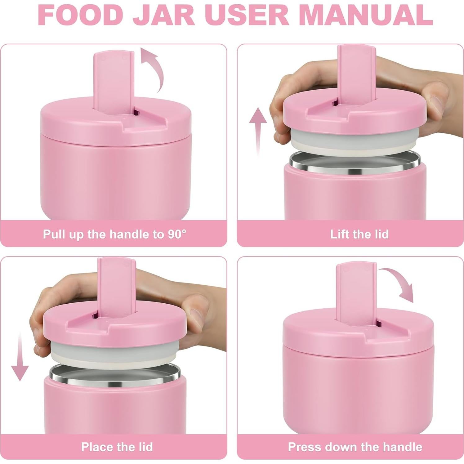 Termo de Comida LOHASOK 12 oz Rosa Claro Aislado Hermético