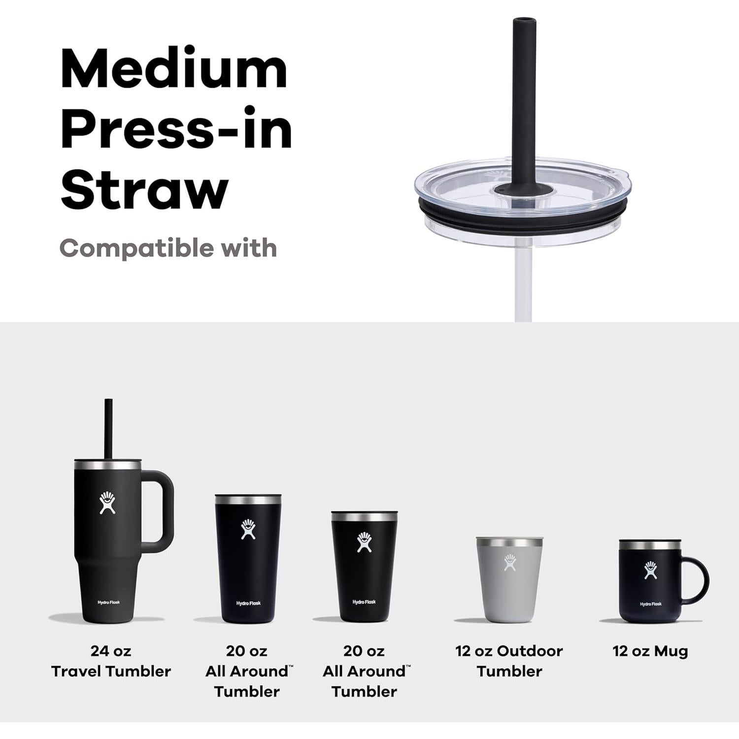 Taza Mediana Hydro Flask con Tapa de Popote 710 ml