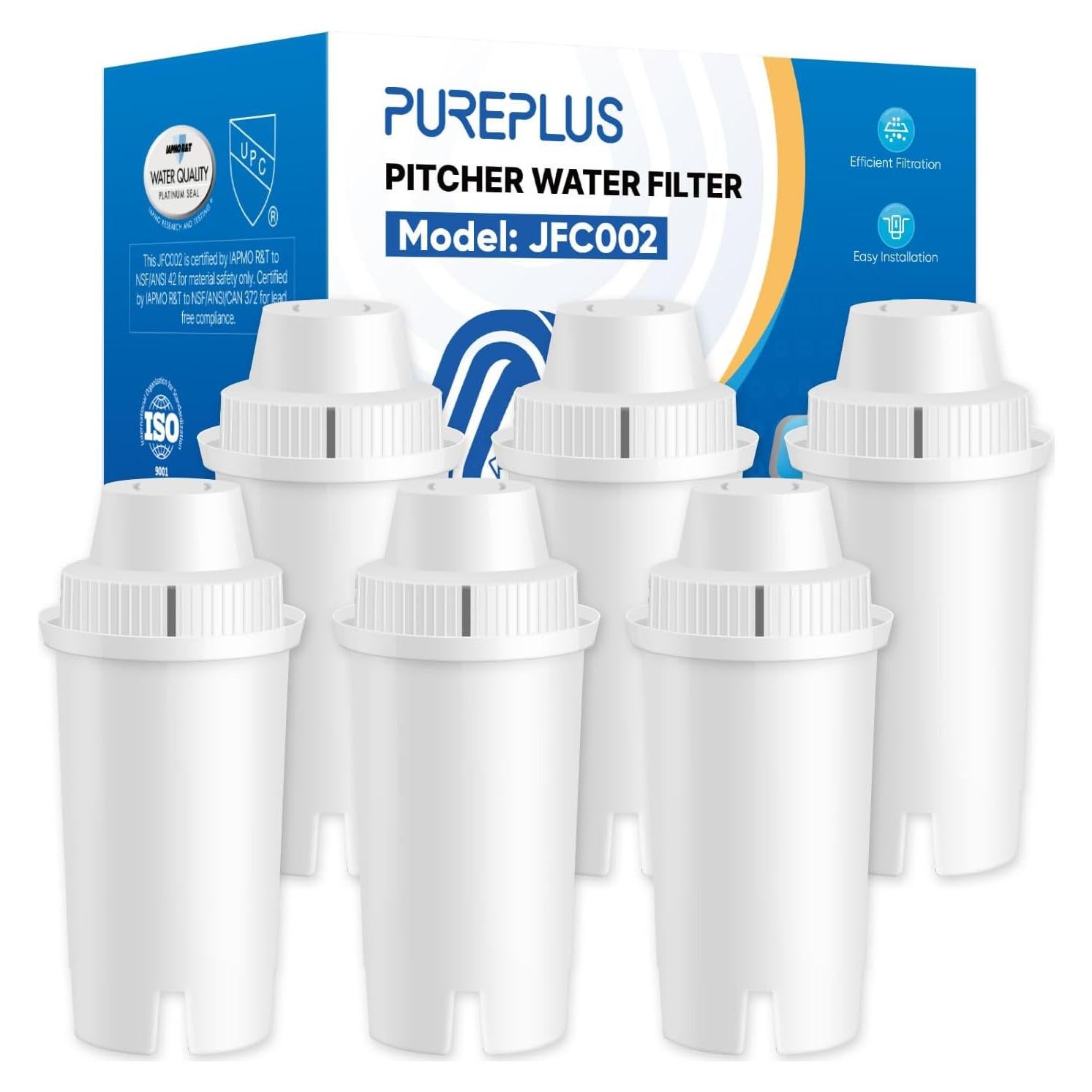 Filtro de Agua de Jarra PUREPLUS JFC002, Paquete de 6 Unidades