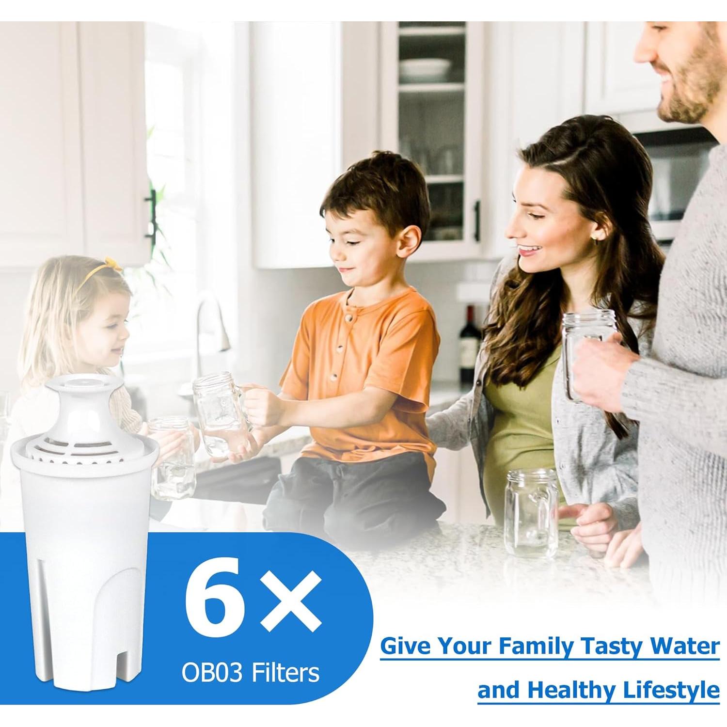OB03 Replacement Filter for Brita Pitchers and Dispensers Filters, Britta Filter Compatible with Brita® Standard Water Filter OB03, Classic 35557, Mavea 107007, Pitchers Grand Lake Capri Wave LUXRILIX