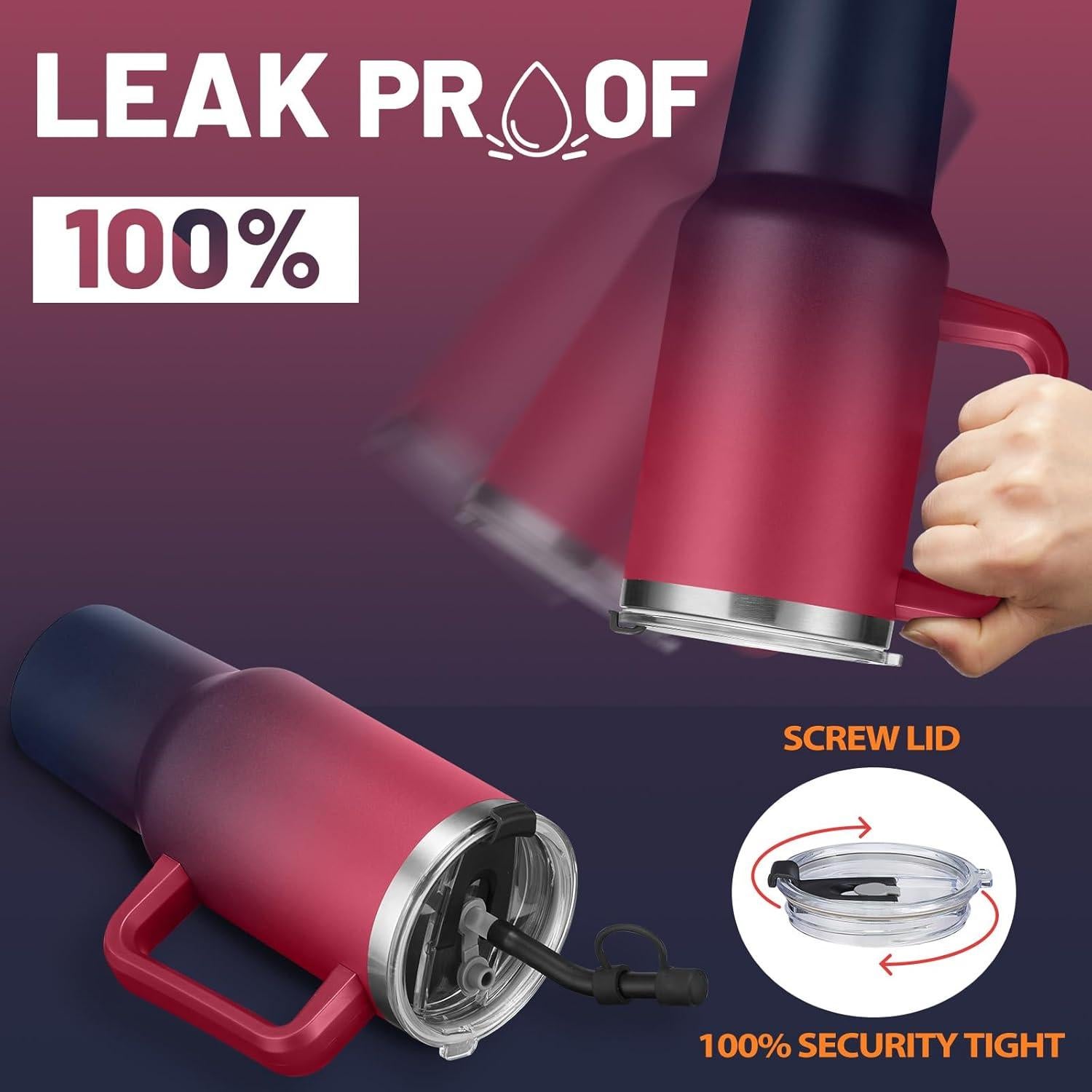 Taza de 1.13L ICIOI con Asa y Tapa a Prueba de Fugas