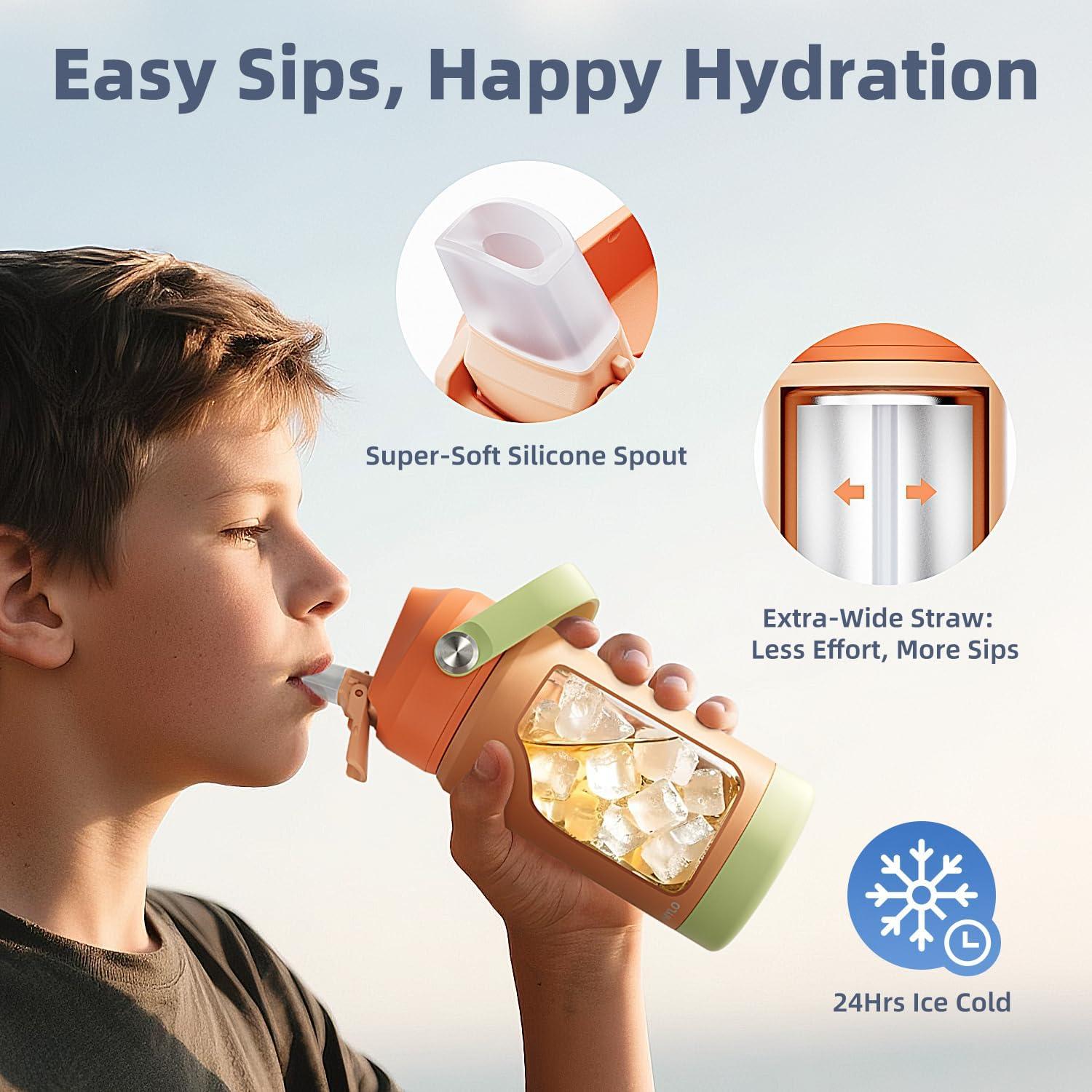 Botella de Agua Aislada RAYMYLO 354 ml para Niños con Pajilla