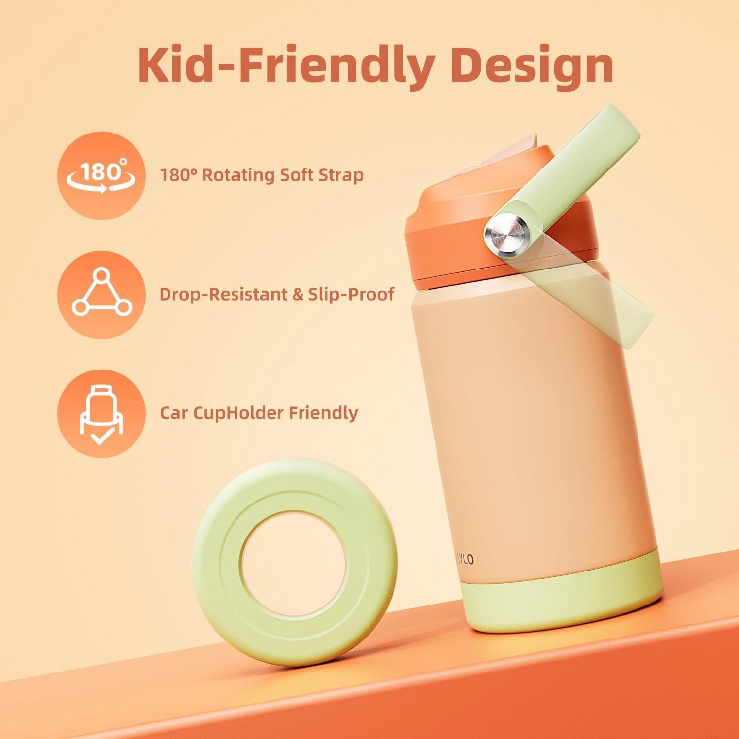 Botella de Agua Aislada RAYMYLO 354 ml para Niños con Pajilla