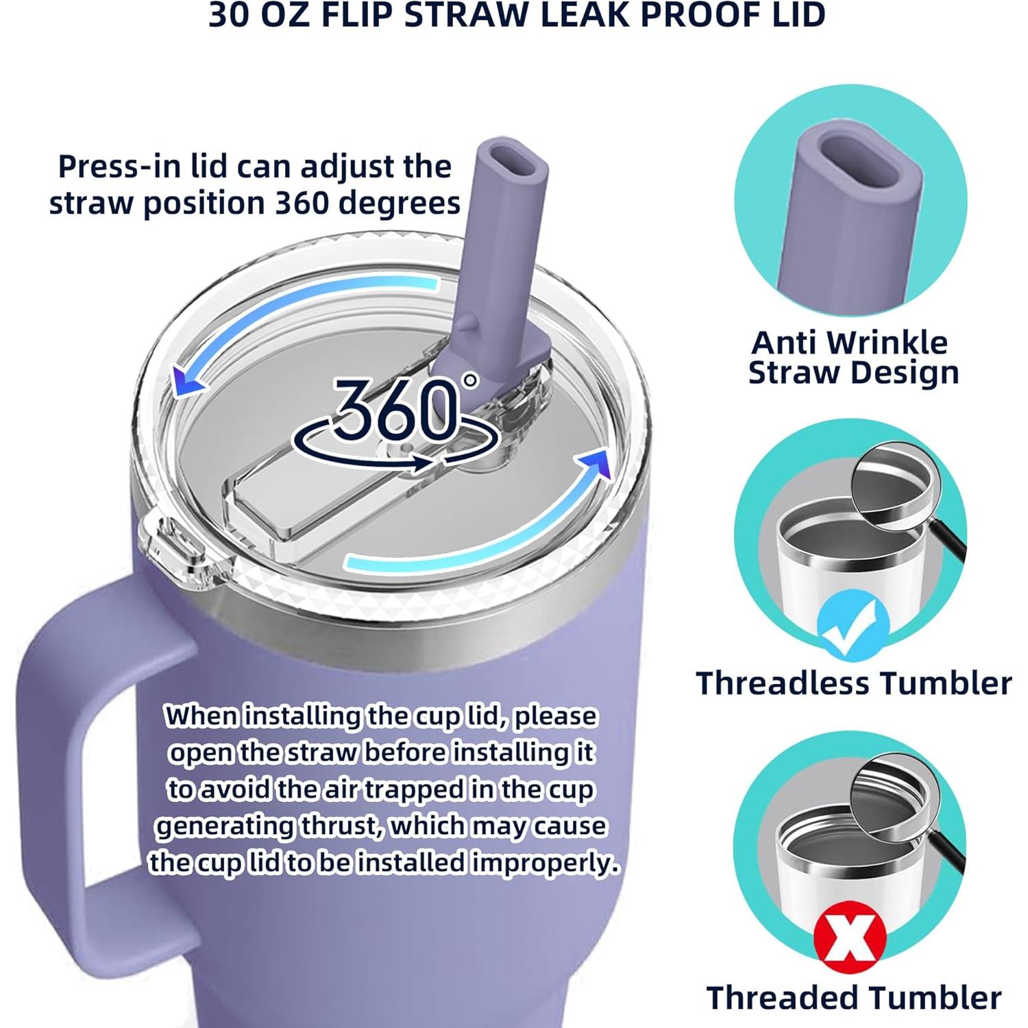 Tapa de Popote a Prueba de Fugas HAILIWEI 30 oz Lila Cósmico