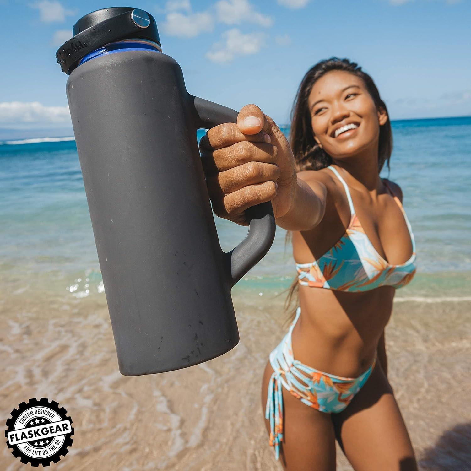 Cubierta de Silicona FLASKGEAR 40oz Gris Oscuro - Protección y Asa