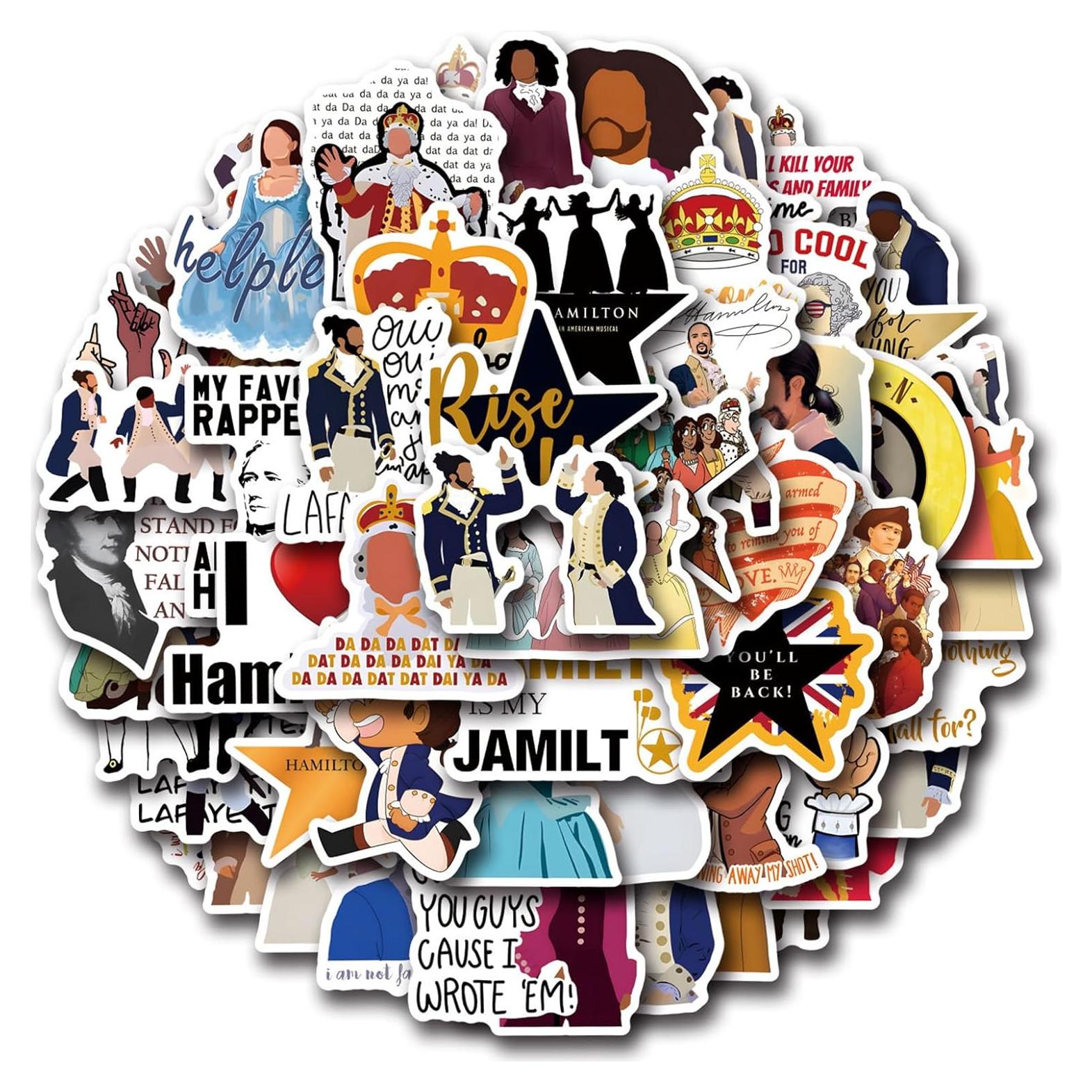 Calcomanías Musicales Hamilton 55 pcs Vinilo Impermeable