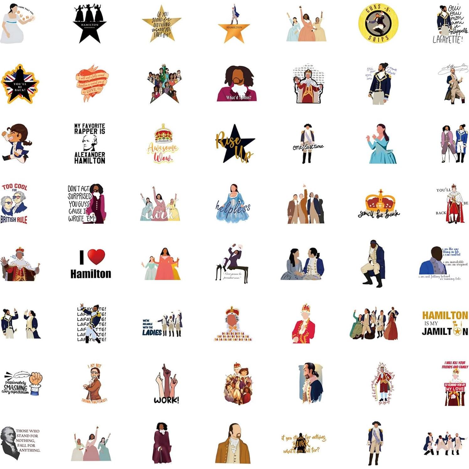 Calcomanías Musicales Hamilton 55 pcs Vinilo Impermeable