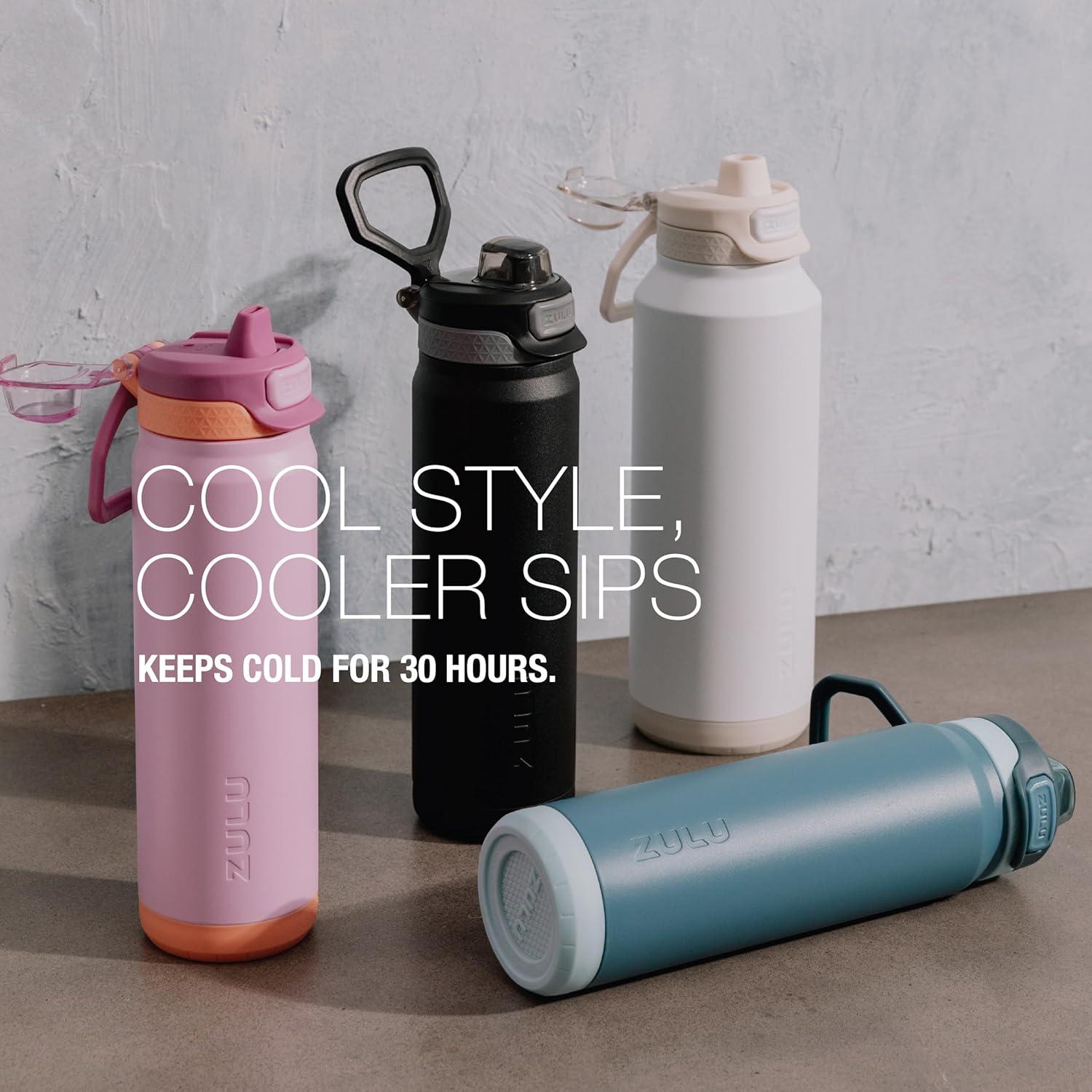 Botella de Agua ZULU Powerfill Pro 32oz Acero Inoxidable Blanca