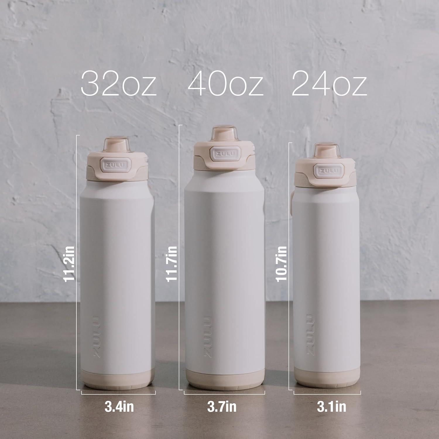 Botella de Agua ZULU Powerfill Pro 32oz Acero Inoxidable Blanca