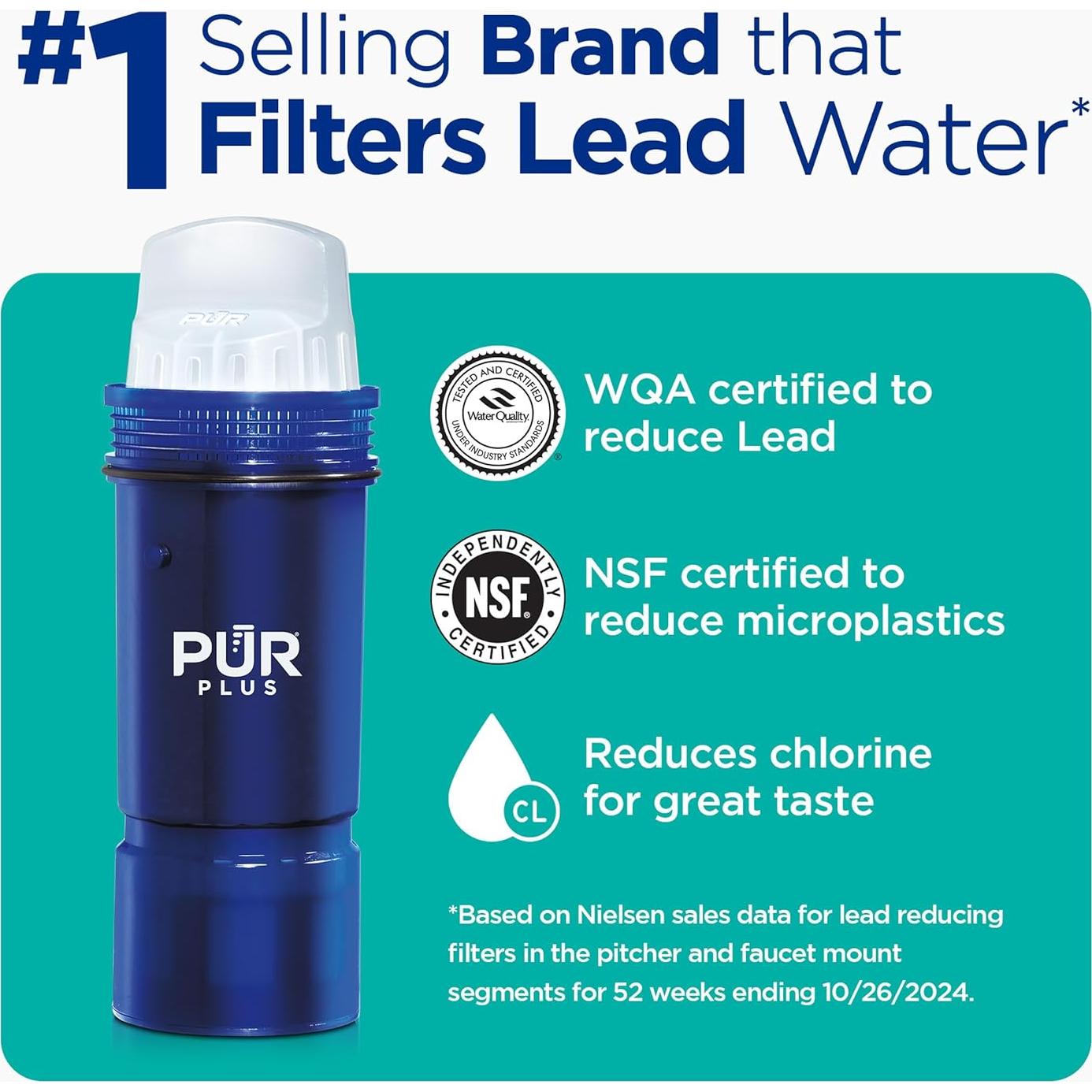 Jarra de Agua PUR Plus 11 Tazas Filtro Reductor de Plomo Salvia