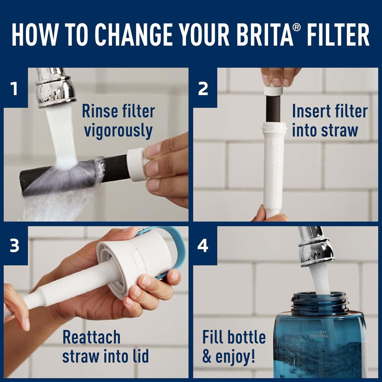 Filtros de Reemplazo Brita para Botellas de Agua - 3 Unidades