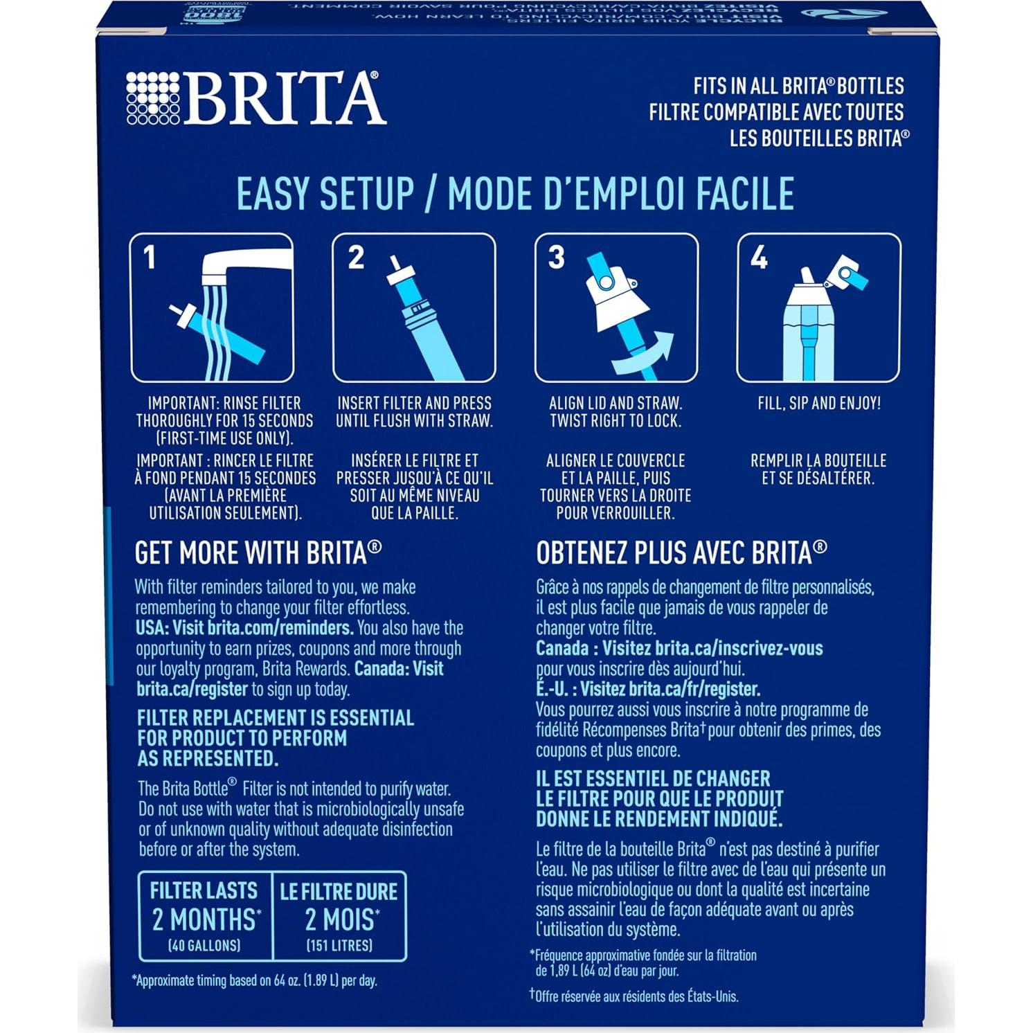 Filtros de Reemplazo Brita para Botellas de Agua - 3 Unidades