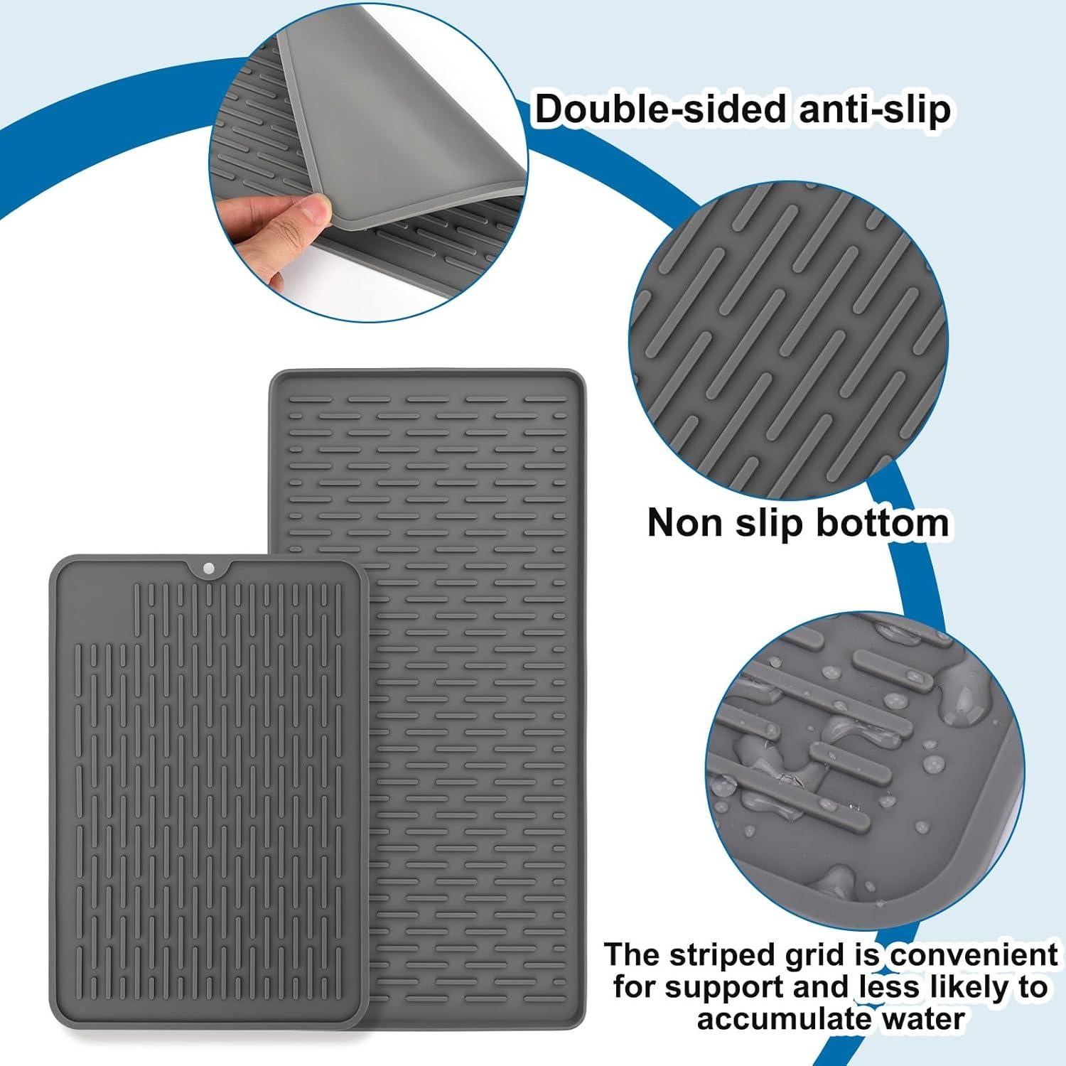 Tapete Secador de Silicona Palksky para Jarra Brita 30x20cm Gris