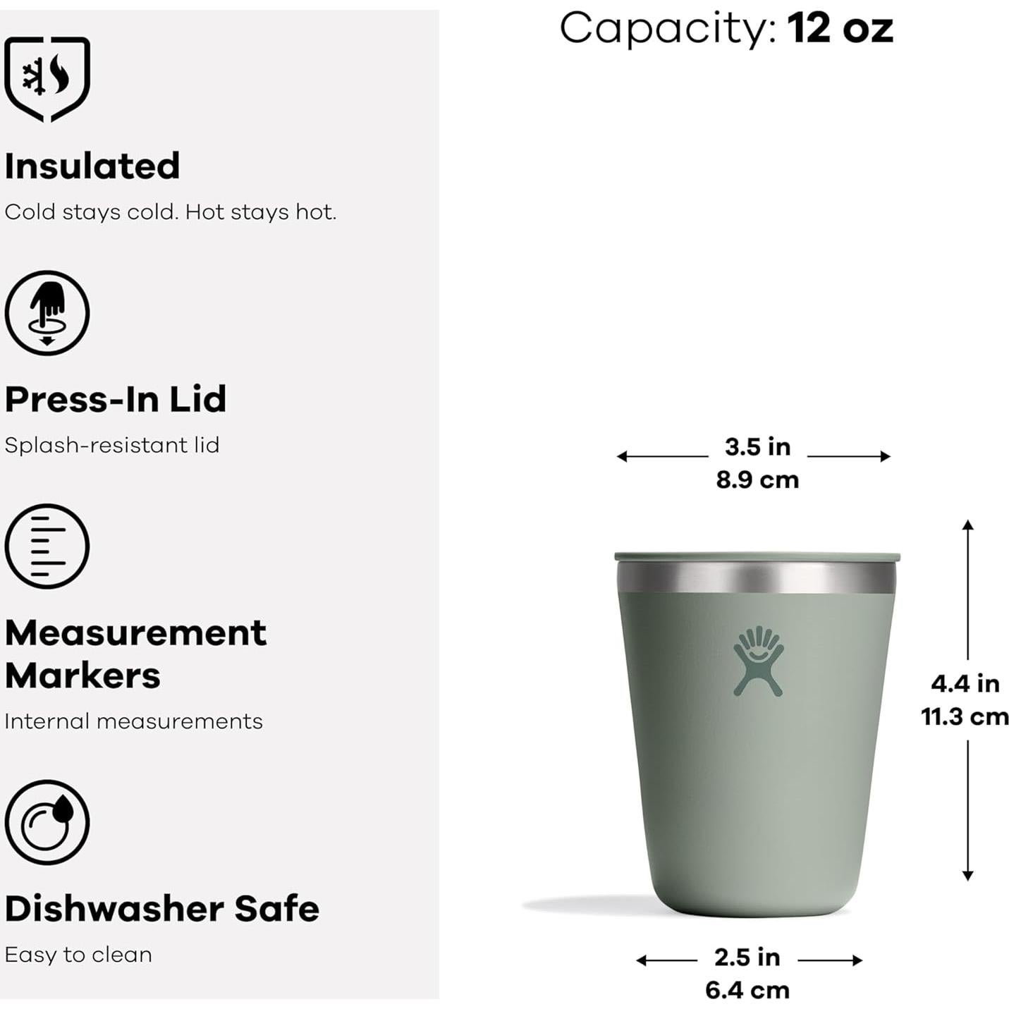 Taza Exterior Hydro Flask 12 Oz Acero Inoxidable Aislada