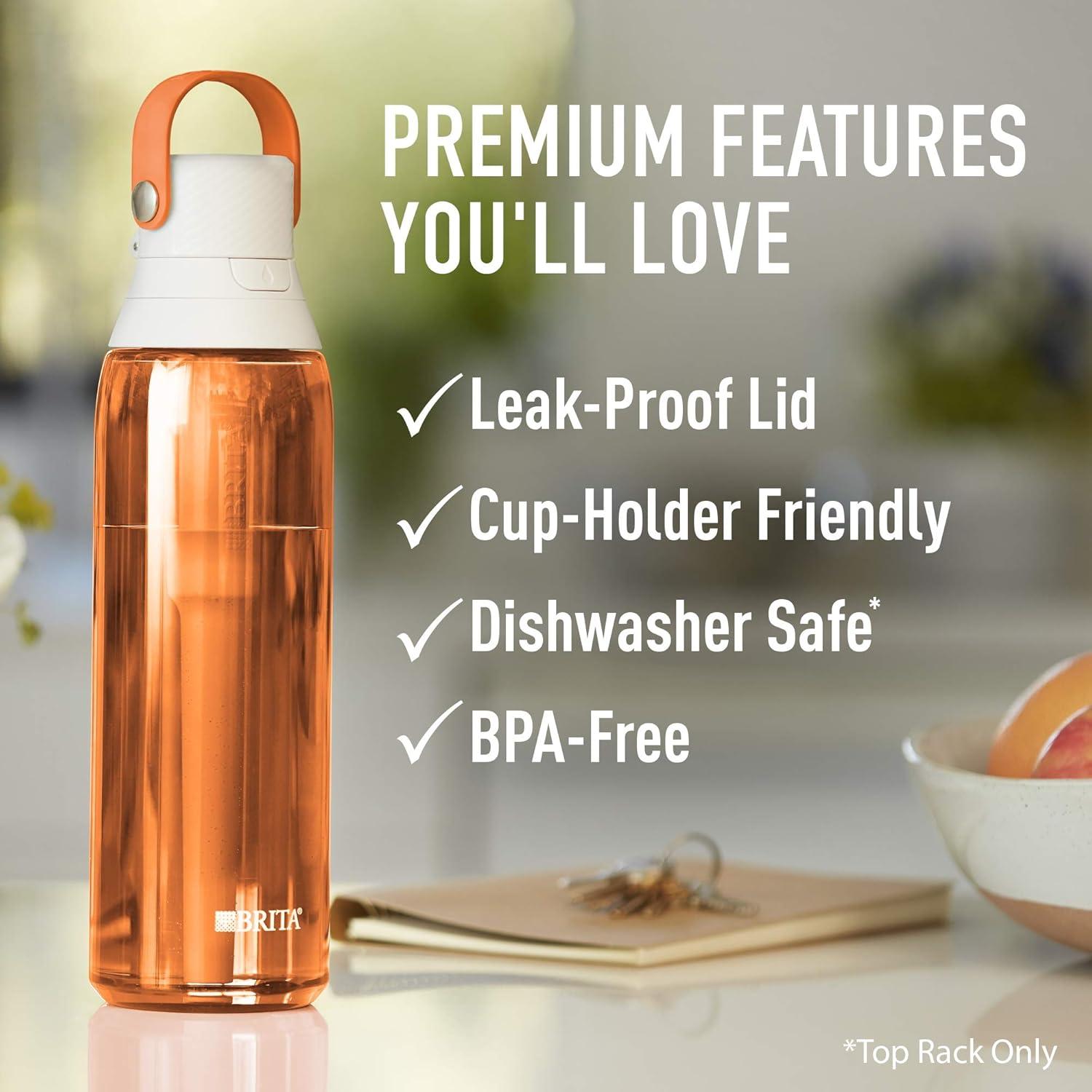 Botella de Agua Filtrante Brita 768 ml Libre de BPA Coral