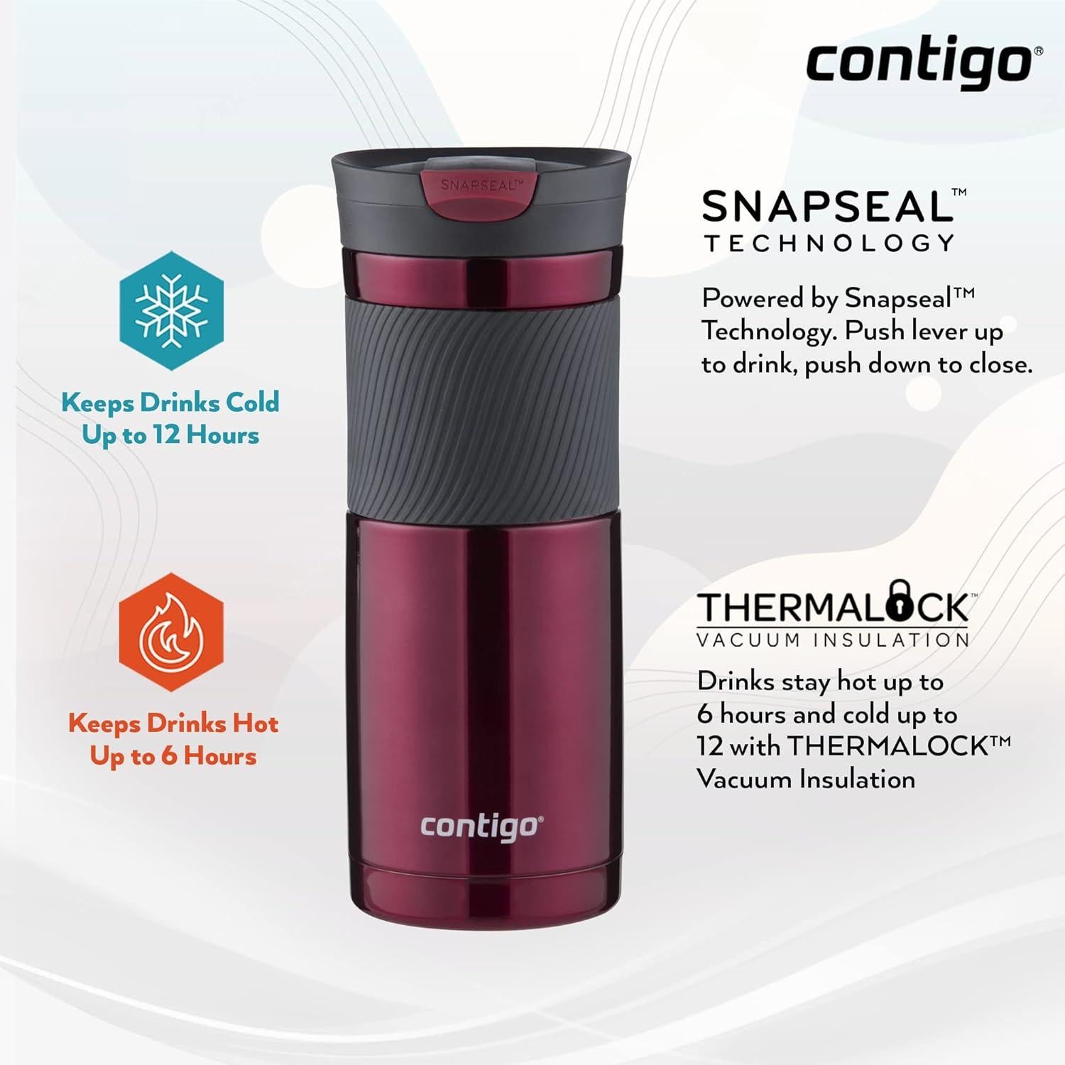 Taza de Viaje Contigo Byron 470 ml Acero Inoxidable Aislada