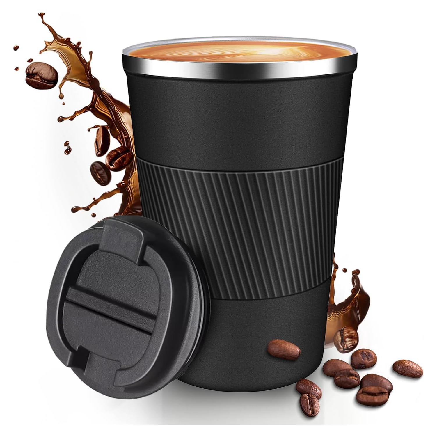 Taza de viaje Baodaadan 350ml acero inoxidable negra
