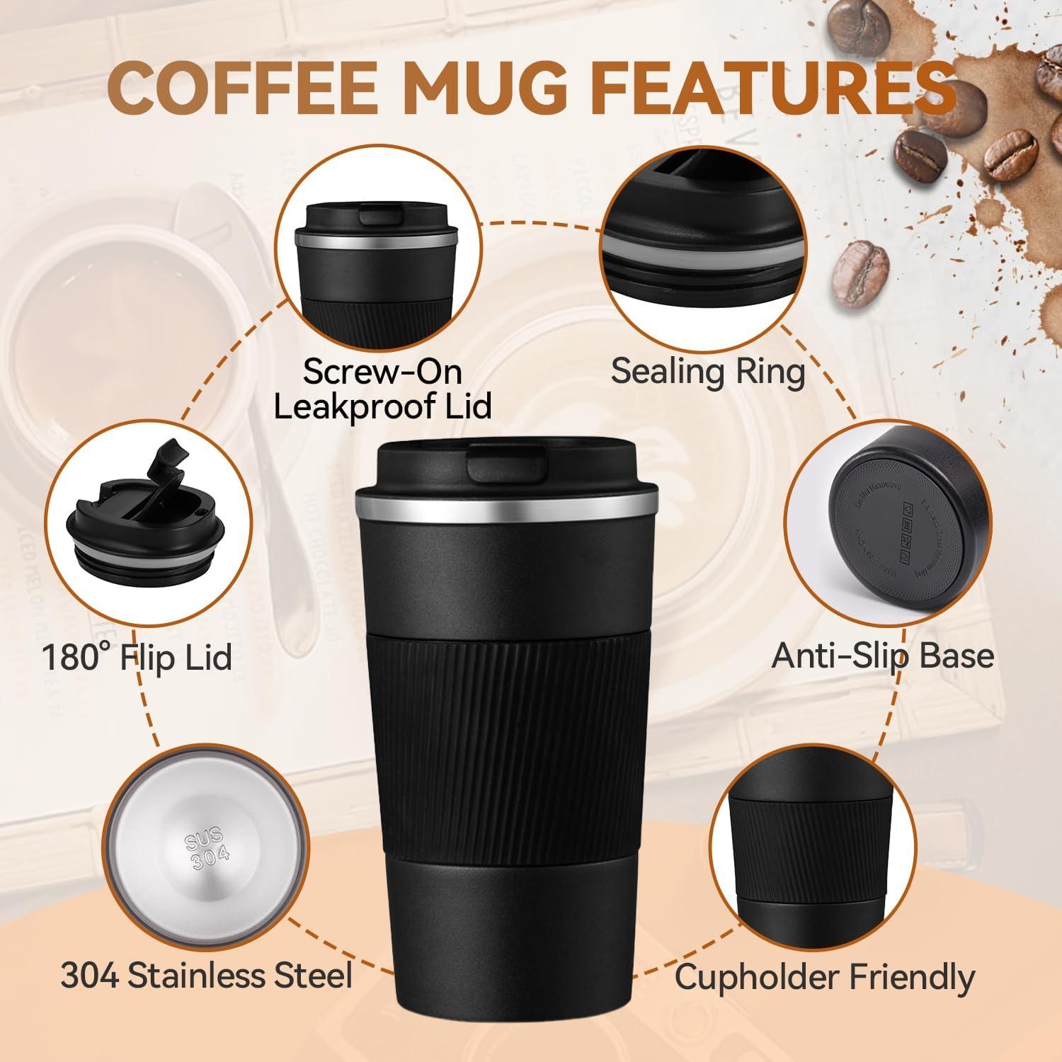 Taza de viaje Baodaadan 350ml acero inoxidable negra