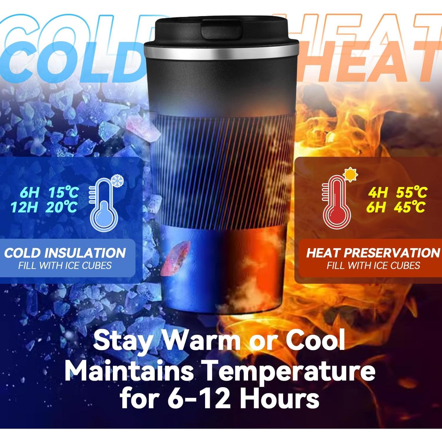 Taza de viaje Baodaadan 350ml acero inoxidable negra