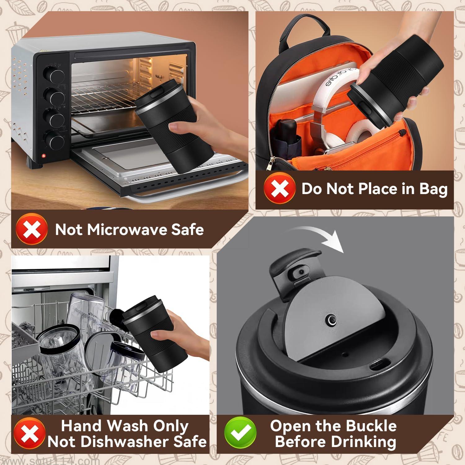 Taza de viaje Baodaadan 350ml acero inoxidable negra