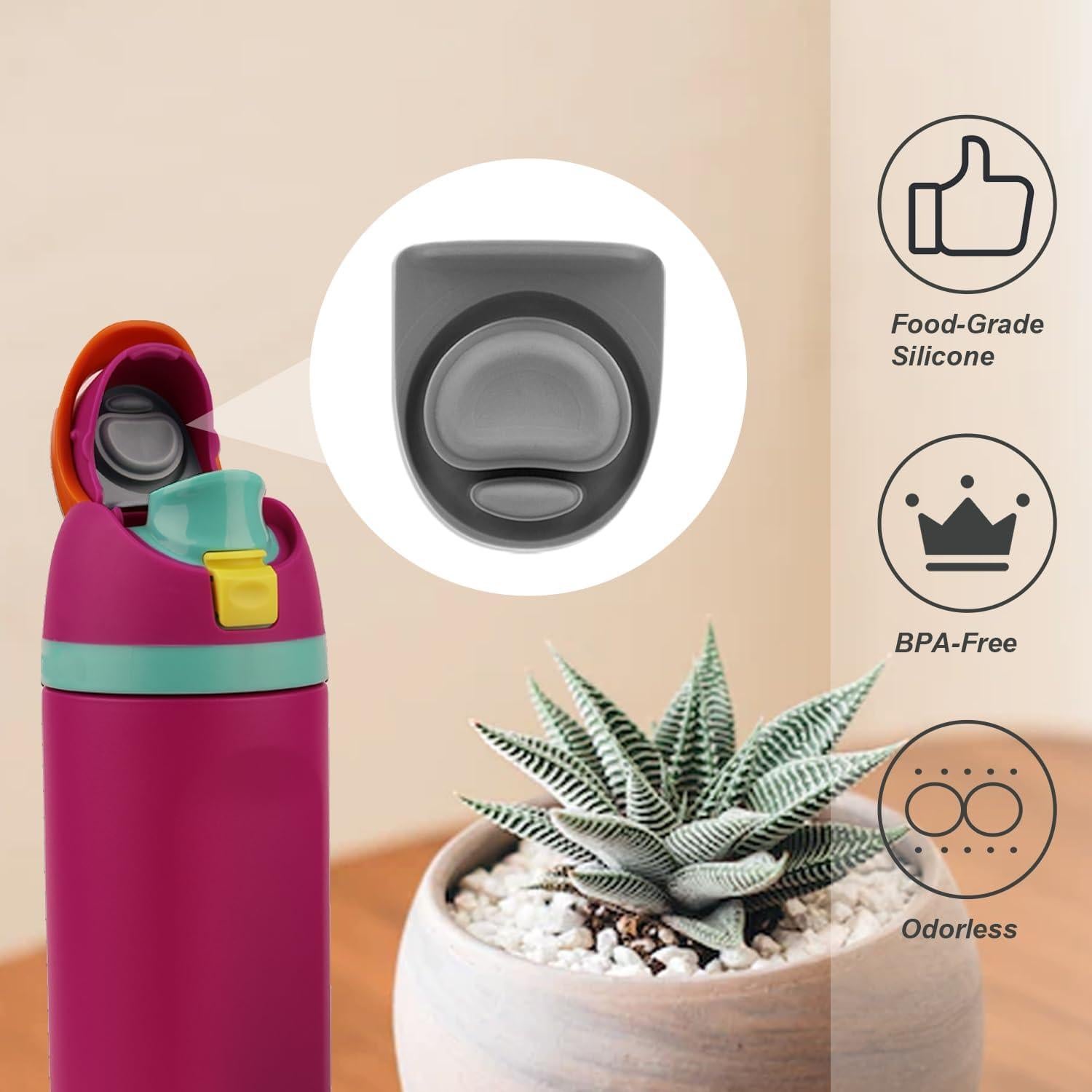 4 Tapones de Reemplazo Owala FreeSip Silicona Libre BPA Gris