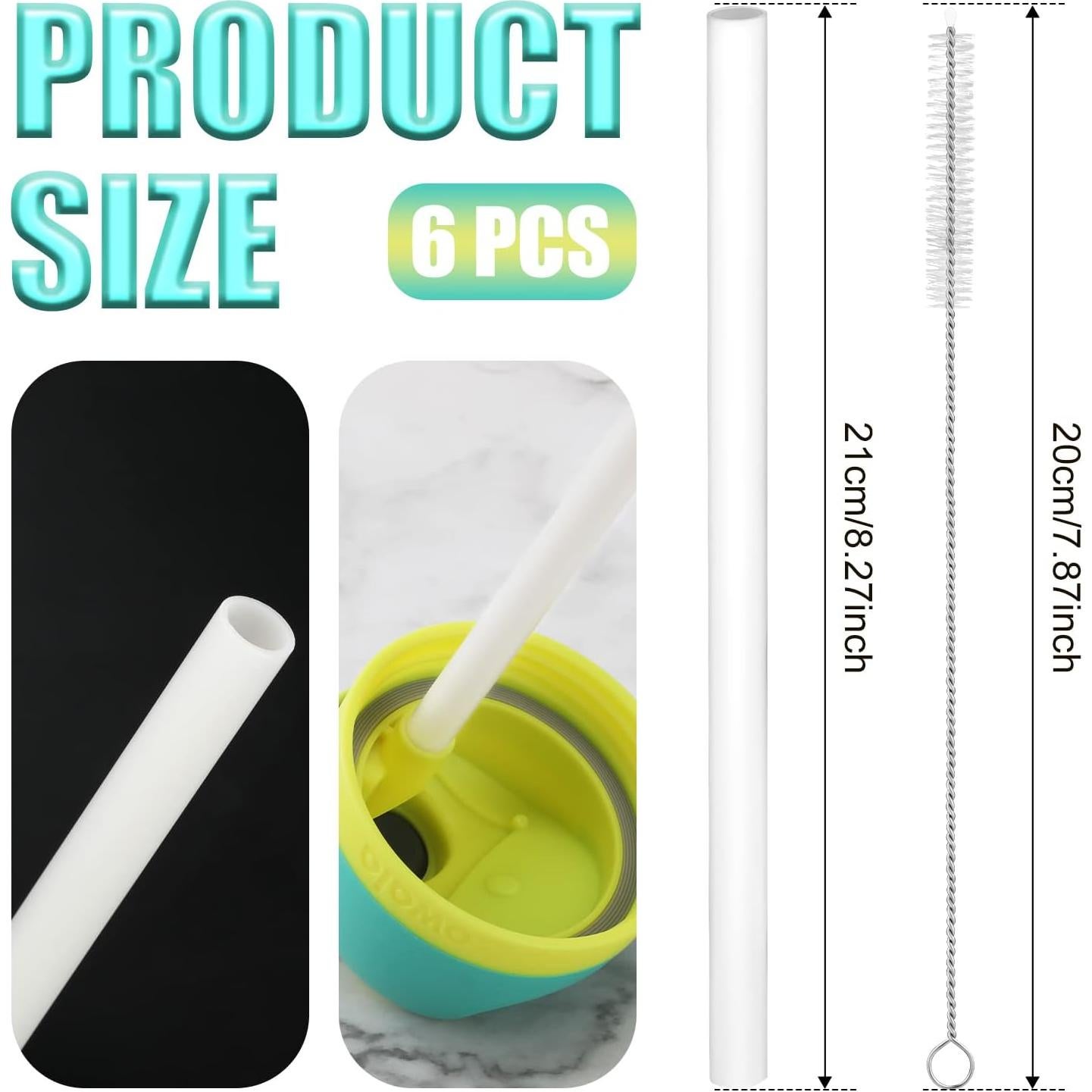 6 Pajitas Reutilizables Owala FreeSip + Cepillo de Limpieza