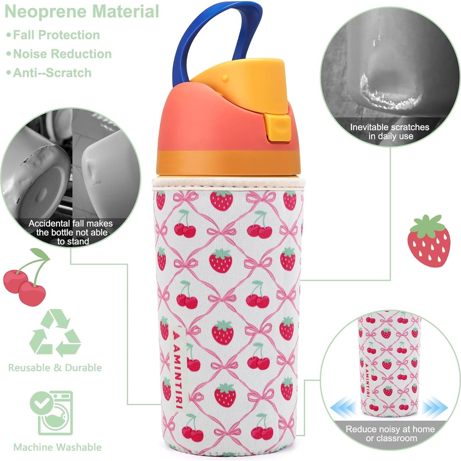 Funda Neopreno Amintiri para Owala Kids 16oz Cereza y Fresa