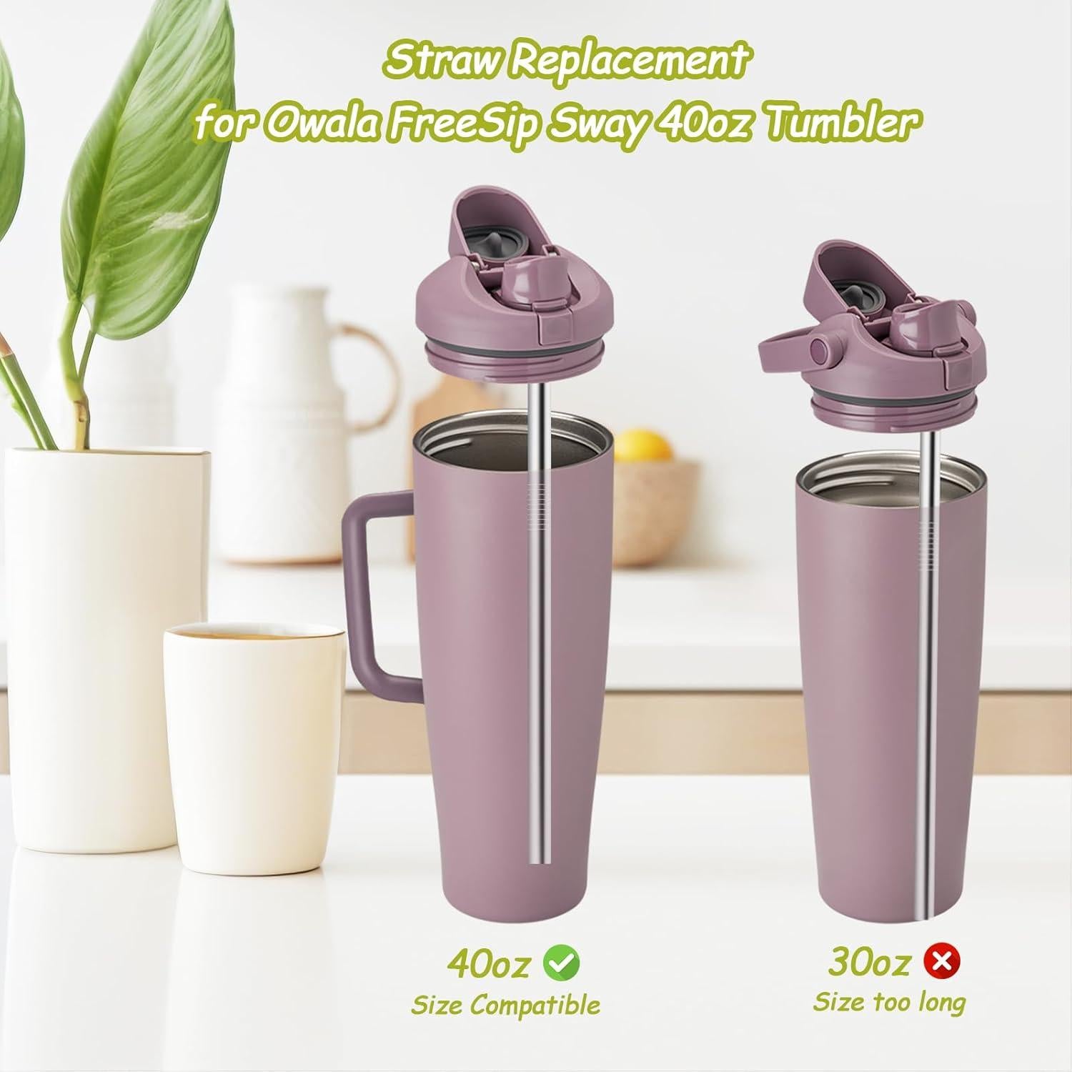 6 Pajitas de Metal Reutilizables XZESH para Owala 40oz