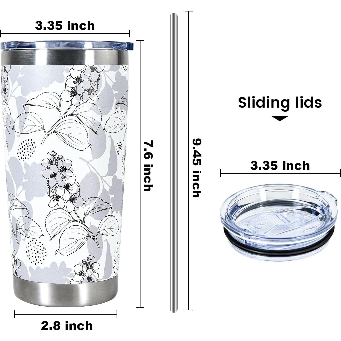 Taza de Acero Inoxidable Aislada 20oz CHLJAR Floral Gris