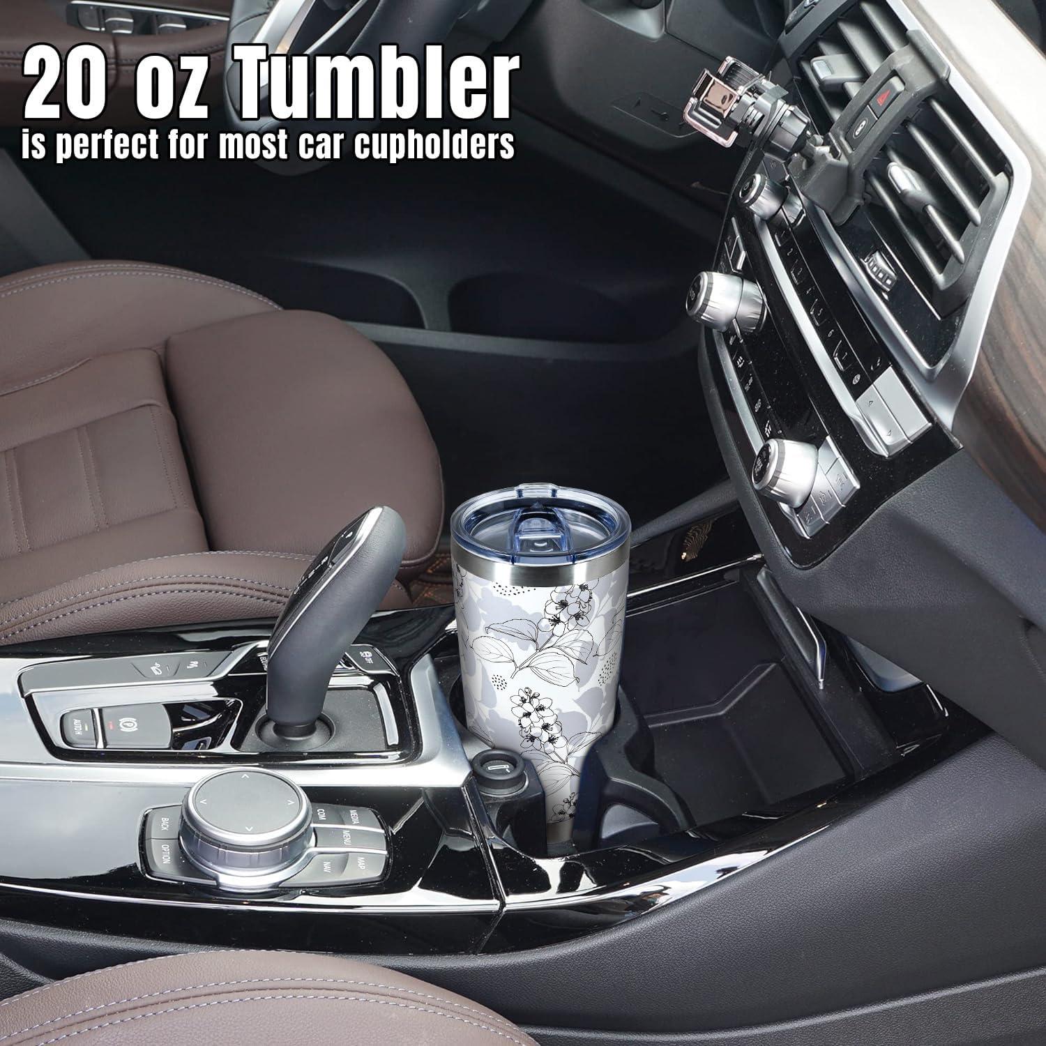 Taza de Acero Inoxidable Aislada 20oz CHLJAR Floral Gris