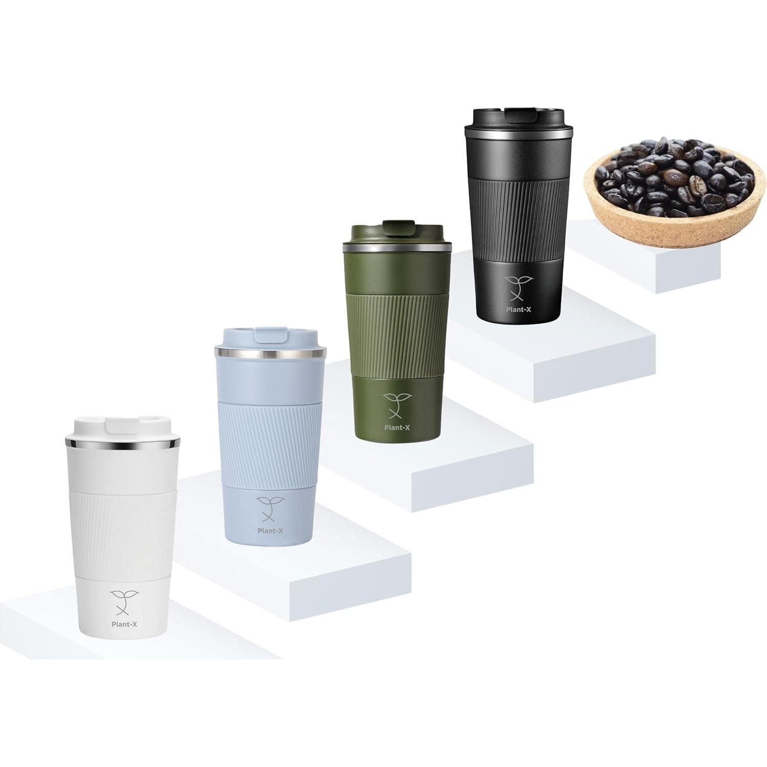 Taza de Viaje Aislada Plant-X 510 mL Doble Pared Negra