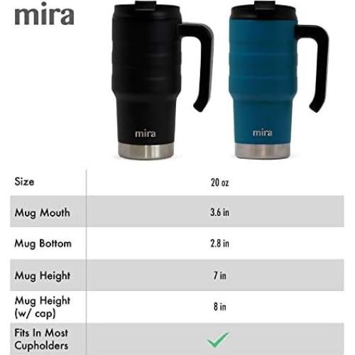 Taza de Viaje Aislada MIRA 20 oz Acero Inoxidable Blanco